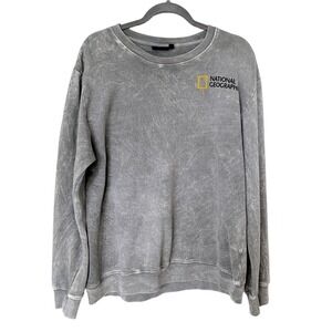 National Geographic Big Bend National Park Sweatshirt L Grey Acid Wash Crew